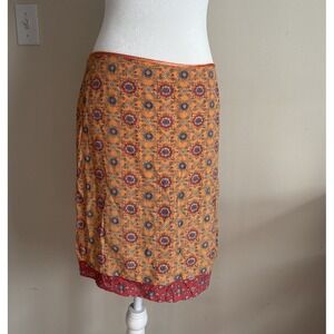Vintage 90s Y2K Esprit Mini Skirt Womens 9/10 Medium Floral Orange Boho Grunge